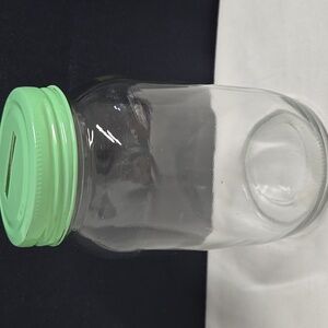 Money Jar Glass with Lid Penny Saver Bank Coin Savings Shabby Chic Primitive
